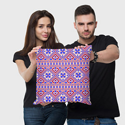 Подушка квадратная Русские народные узоры, цвет: 3D-принт — фото 2