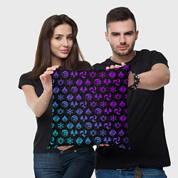 Подушка квадратная GENSHIN IMPACT NEON, цвет: 3D-принт — фото 2