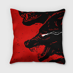 Подушка квадратная Красный волк 3D