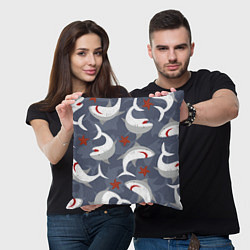 Подушка квадратная Акулы, цвет: 3D-принт — фото 2