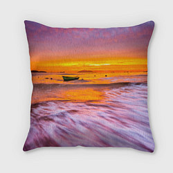 Подушка квадратная Закат на пляже, цвет: 3D-принт