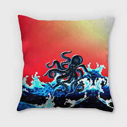 Подушка квадратная Кракен в Море Градиент, цвет: 3D-принт