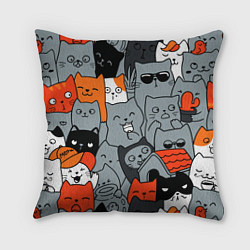 Подушка квадратная Разноцветные коты