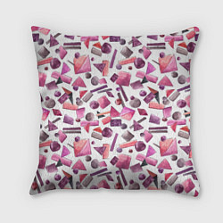 Подушка квадратная Геометрический розовый, цвет: 3D-принт