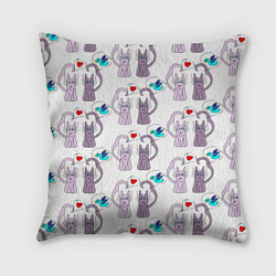 Подушка квадратная Фиолетовые котики, цвет: 3D-принт