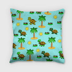 Подушка квадратная Черепашки и пальмы, цвет: 3D-принт