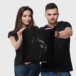 Подушка квадратная Черный кот, цвет: 3D-принт — фото 2