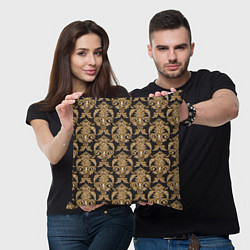 Подушка квадратная Versace золотые узоры, цвет: 3D-принт — фото 2