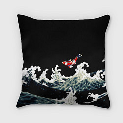 Подушка квадратная Карп Кои Волна Япония Рыба, цвет: 3D-принт
