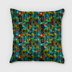 Подушка квадратная Разноцветные штрихи на бирюзе, цвет: 3D-принт