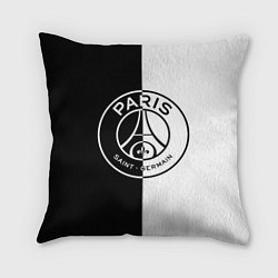 Подушка квадратная ФК ПСЖ PSG BLACK & WHITE, цвет: 3D-принт