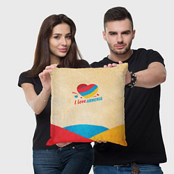 Подушка квадратная Heart I love Armenia, цвет: 3D-принт — фото 2