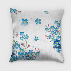 Подушка квадратная Букет голубых цветов, цвет: 3D-принт