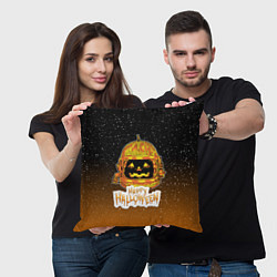 Подушка квадратная ТЫКВА КОСМОНАВТ SPACE HALLOWEEN, цвет: 3D-принт — фото 2