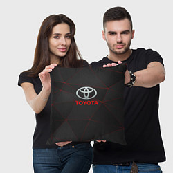 Подушка квадратная Toyota Тонкие линии неона, цвет: 3D-принт — фото 2