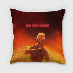 Подушка квадратная Сайтама в огне One Punch-Man