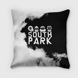 Подушка квадратная Все пацаны на черном фоне Южный Парк