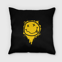 Подушка квадратная NIRVANA LOGO SMILE, БРЫЗГИ КРАСОК