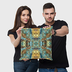 Подушка квадратная Коллекция Фрактальная мозаика Желто-голубой, цвет: 3D-принт — фото 2