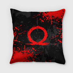 Подушка квадратная GOD OF WAR LOGO RED, БРЫЗГИ КРАСОК