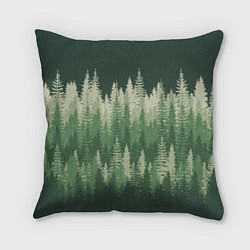 Подушка квадратная Елки-палки, хвойный лес, цвет: 3D-принт