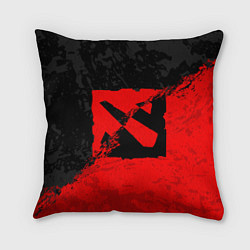 Подушка квадратная DOTA 2 RED BLACK LOGO, БРЫЗГИ КРАСОК