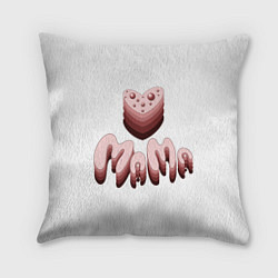 Подушка квадратная Объемное розовое сердце с бусинами и объемной розо, цвет: 3D-принт