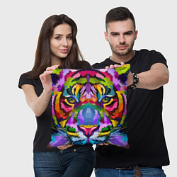 Подушка квадратная Морда тигра крупным планом, цвет: 3D-принт — фото 2
