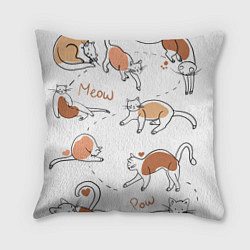 Подушка квадратная Рисунки кошек, цвет: 3D-принт