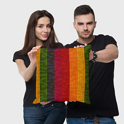 Подушка квадратная Вязаная радуга, цвет: 3D-принт — фото 2