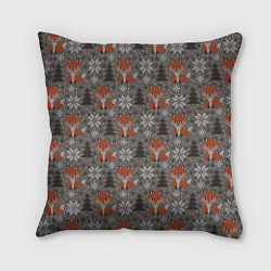Подушка квадратная Вязанные лисички, цвет: 3D-принт