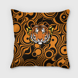 Подушка квадратная Голова тигра с бабочкой