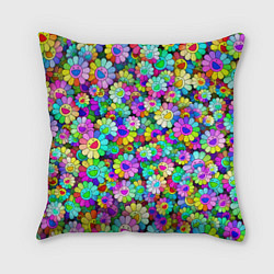 Подушка квадратная Rainbow flowers, цвет: 3D-принт