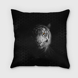 Подушка квадратная Тигр черно-белый соты, цвет: 3D-принт