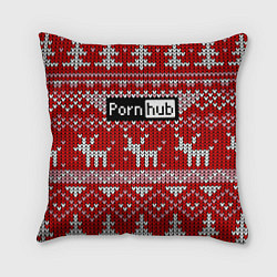 Подушка квадратная Porn Hub новогодний, цвет: 3D-принт