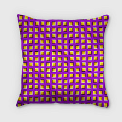 Подушка квадратная Фиолетовый Фон с Желтыми Квадратами Иллюзия Движен