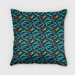 Подушка квадратная Рыболовные Воблеры, цвет: 3D-принт