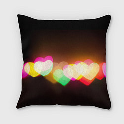Подушка квадратная Горящие сердца всех цветов радуги, цвет: 3D-принт
