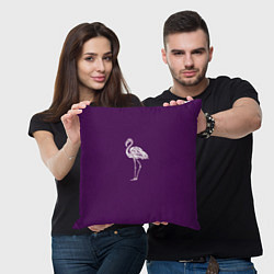 Подушка квадратная Фламинго в сиреневом, цвет: 3D-принт — фото 2