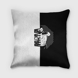 Подушка квадратная Боец ММА чёрно-белое, цвет: 3D-принт