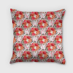 Подушка квадратная Цветы - розы паттерн, цвет: 3D-принт