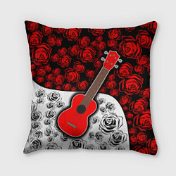 Подушка квадратная Гитара Розы Контраст