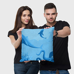 Подушка квадратная МоРское Дно с Акулами, цвет: 3D-принт — фото 2