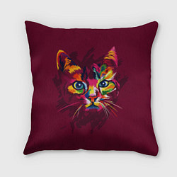Подушка квадратная Кошечка в ярких красках, цвет: 3D-принт