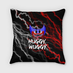 Подушка квадратная Huggy Wuggy - Молния с грозой, цвет: 3D-принт