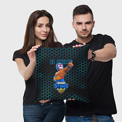 Подушка квадратная Эль Примо, BRAWL STARS соты, цвет: 3D-принт — фото 2