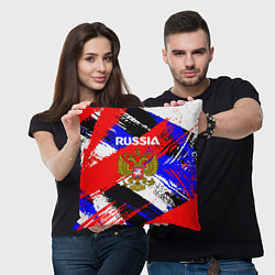 Подушка квадратная Russia Геометрия патриотизм, цвет: 3D-принт — фото 2