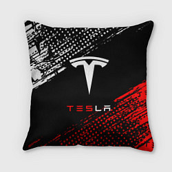 Подушка квадратная Tesla - Logo Pattern