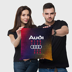 Подушка квадратная AUDI - КОРОБКА Глитч, цвет: 3D-принт — фото 2