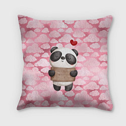 Подушка квадратная Панда с сердечком love